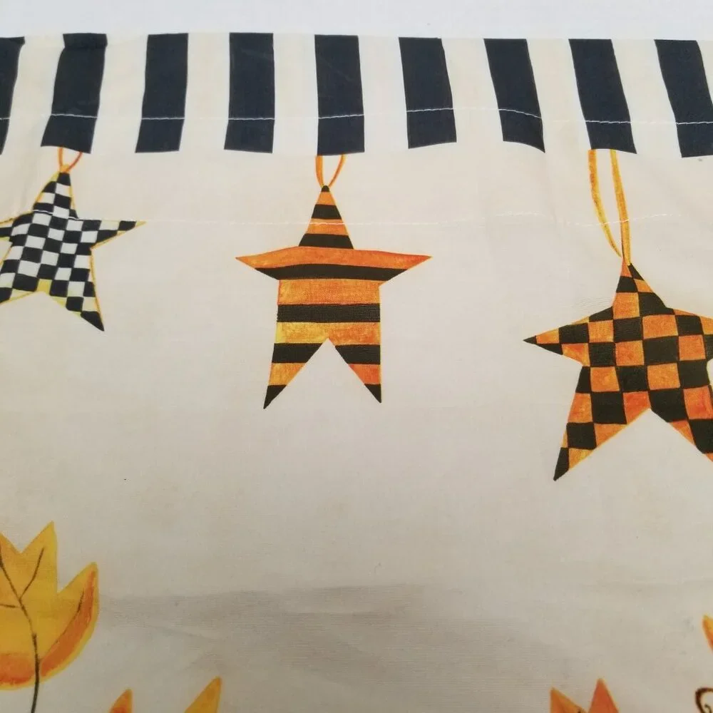 Avanti Linens Pumpkin Valance Fall Harvest Checkered Curtain Orange Black